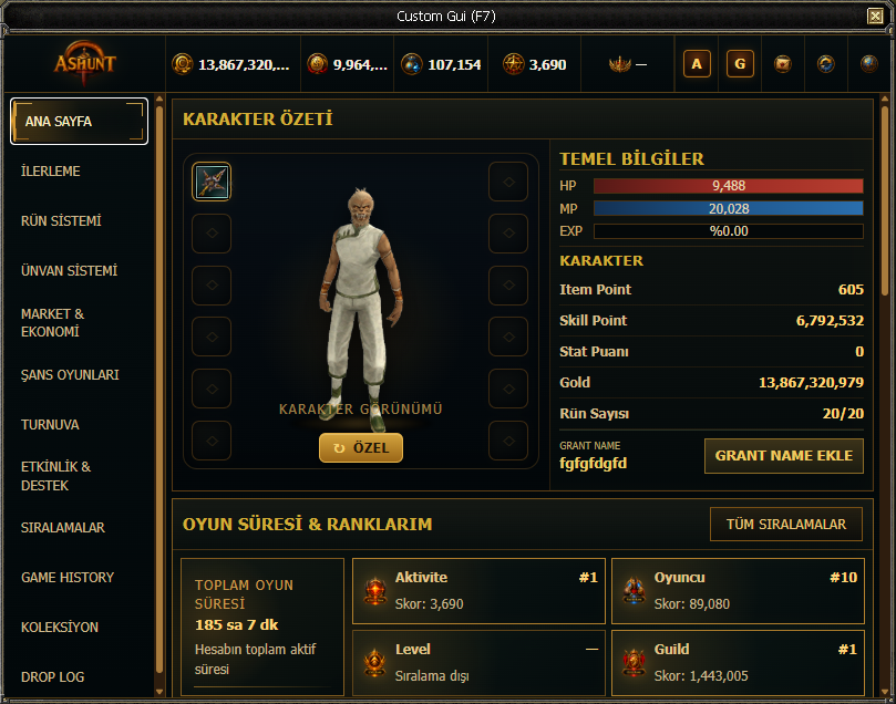 Ashunt F7 GUI